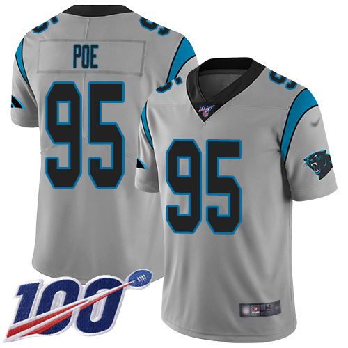 Carolina Panthers Limited Silver Youth Dontari Poe Jersey NFL Football #95 100th Season Inverted Legend